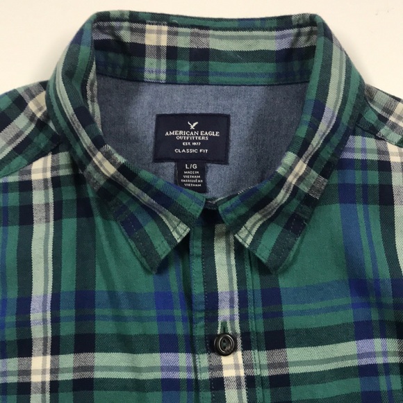 American Eagle Outfitters Other - AMERICAN EAGLE Mens Large Green Plaid Shirt